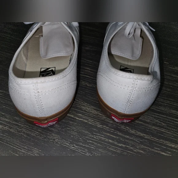 Vans Authentic Vintage White / Gum Sole. Low top Skate vans, Size 12 WIDE CUSTOM - Picture 5 of 6